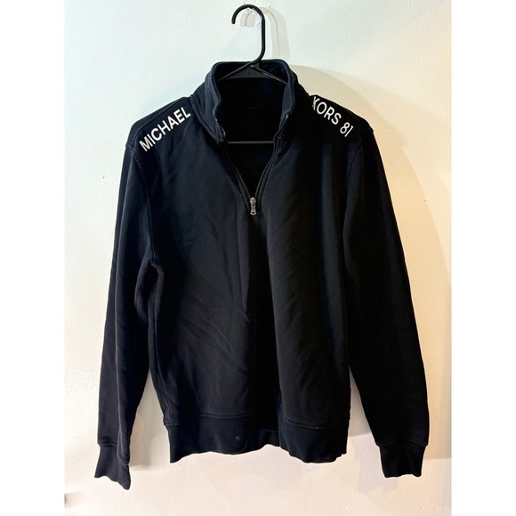Michael Kors Men's 1/4 Zip Pullover, Sweatshirt, Black, Size small - Picture 2 of 10